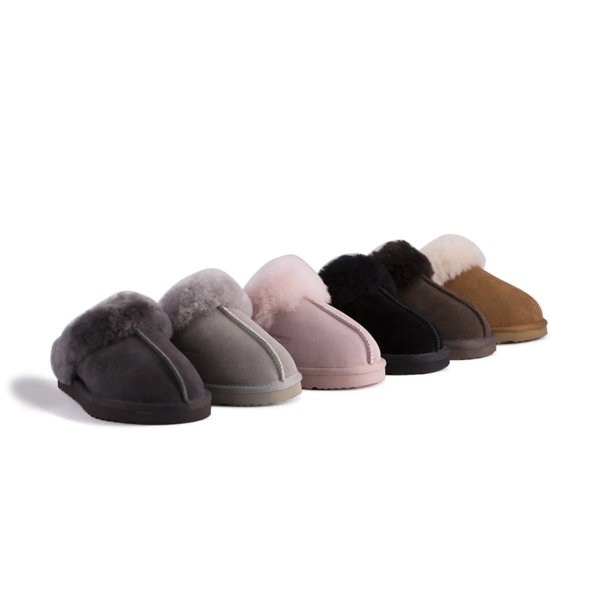 AUS WOOLI UGG UNISEX SHEEPSKIN WOOL SYDNEY Slippers - Black