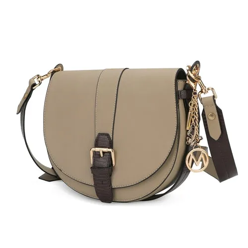 Ayla Snake Embossed Color Block Vegan Leather Handbag