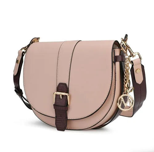 Ayla Snake Embossed Color Block Vegan Leather Handbag