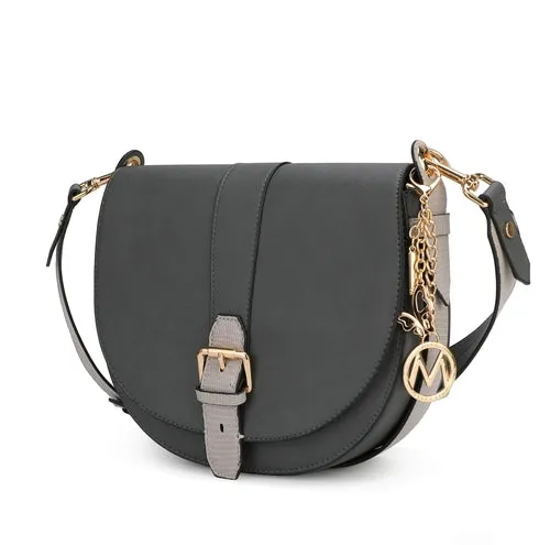 Ayla Snake Embossed Color Block Vegan Leather Handbag