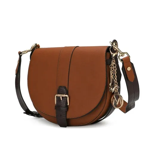 Ayla Snake Embossed Color Block Vegan Leather Handbag