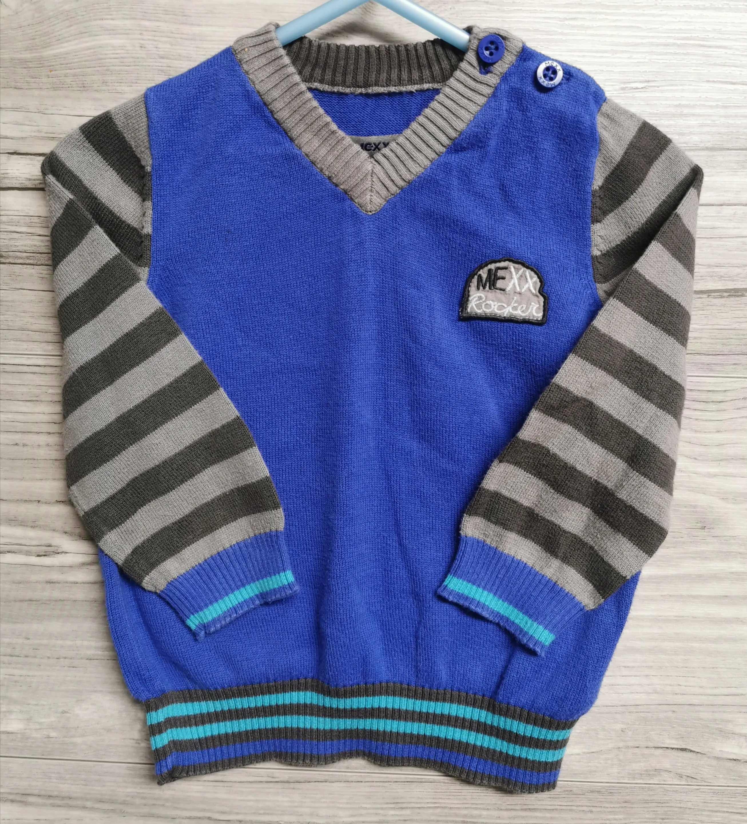 BABY BOY SIZE 18/24 MONTHS - MEXX, Soft Knit V-Neck Sweater EUC B31