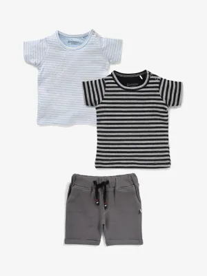 BABY BOYS STRIPED TEE & DENIM SHORTS SET