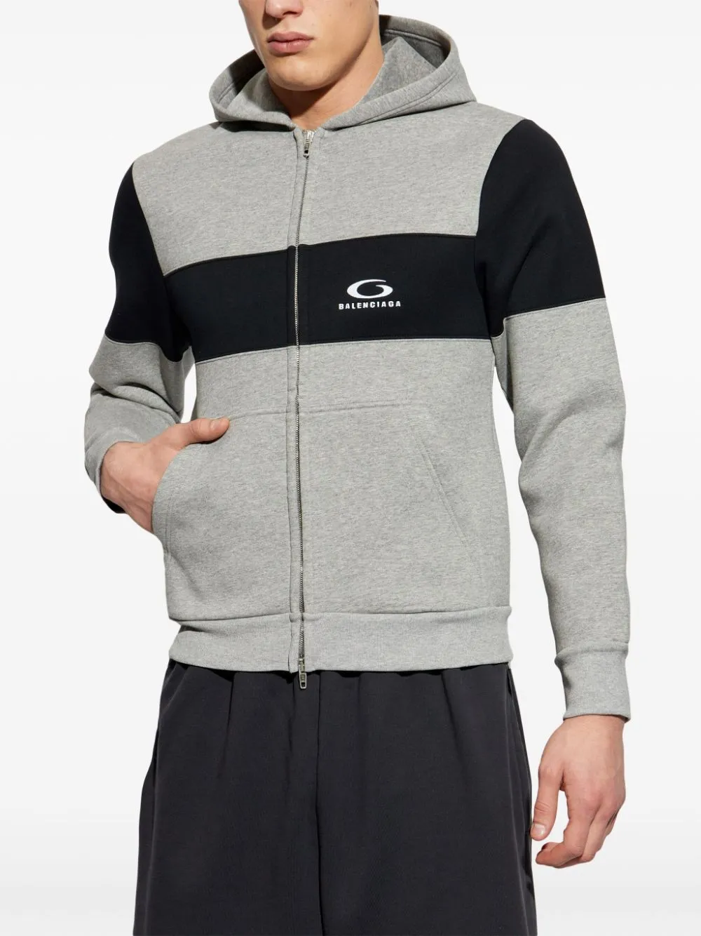 Balenciaga Logo Cotton Zipped Hoodie