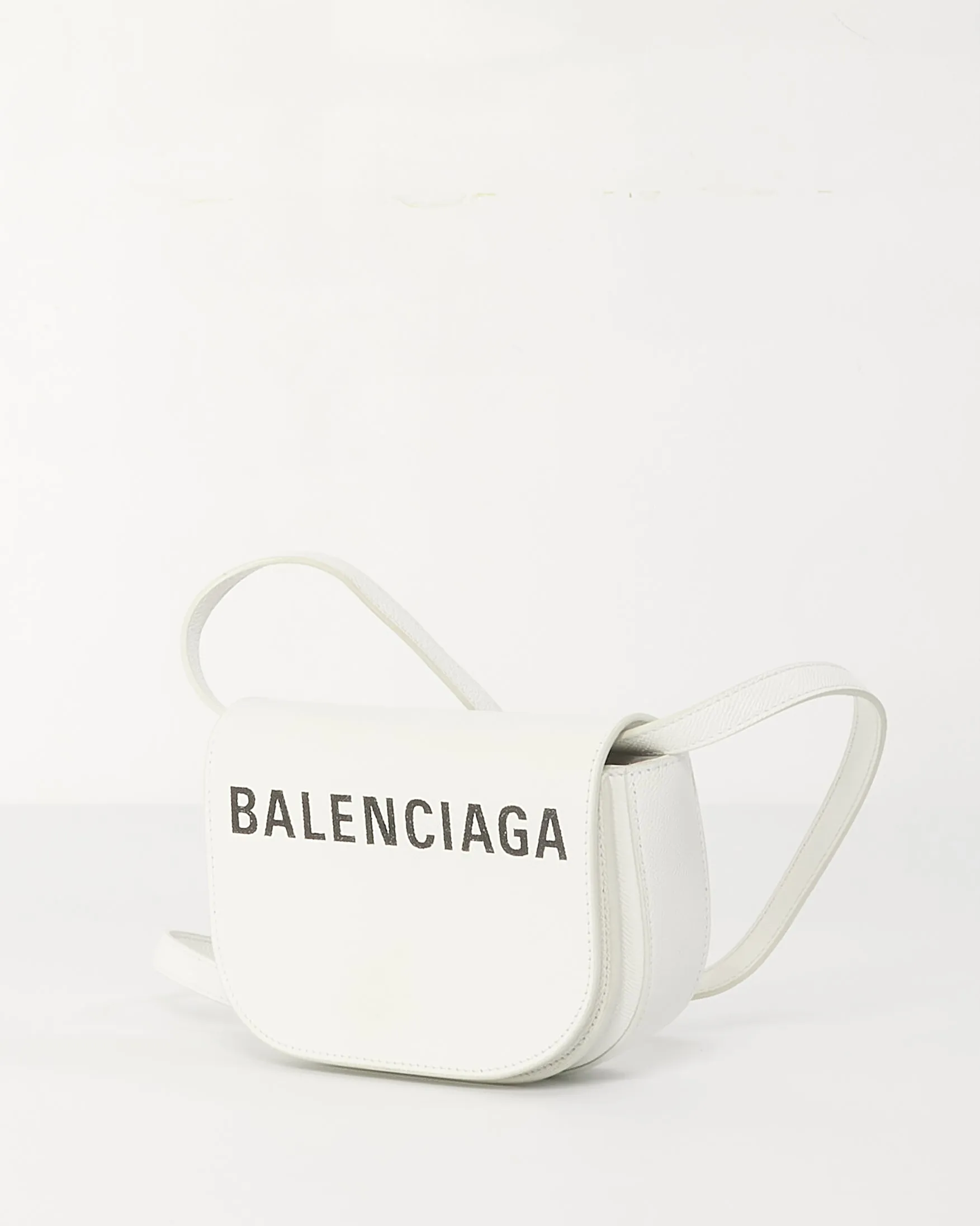 Balenciaga White Leather XS Logo Ville Day Crossbody Bag