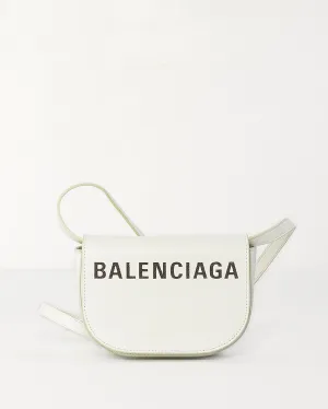 Balenciaga White Leather XS Logo Ville Day Crossbody Bag