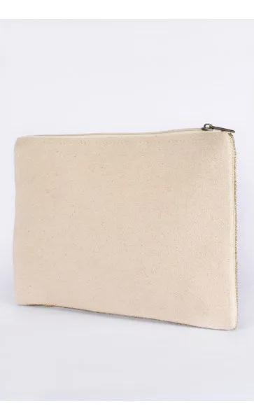 Beaded Panels Zip Top Clutch