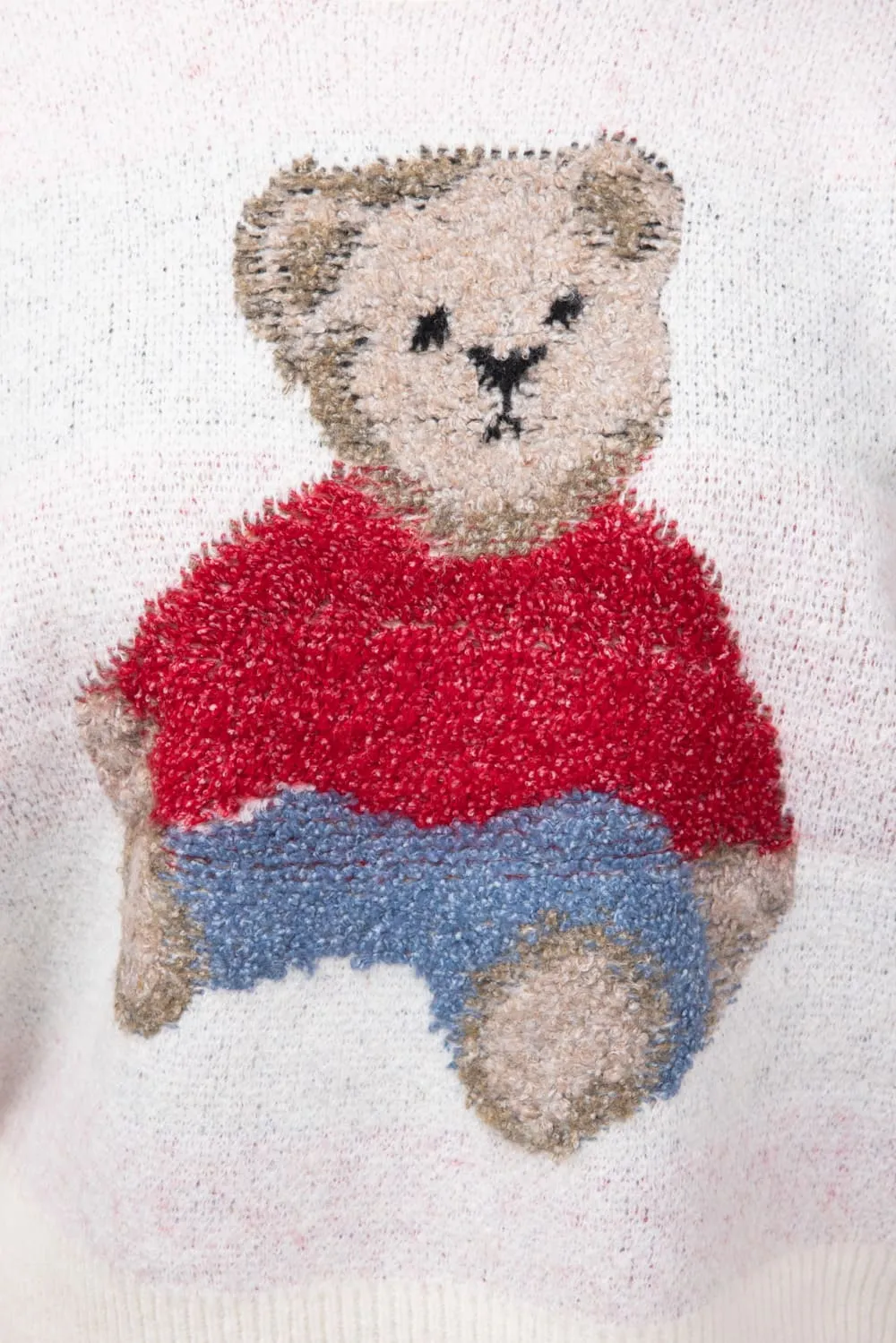 Bear Crewneck Sweater for Women in Ivory | K5038-B-IVORY