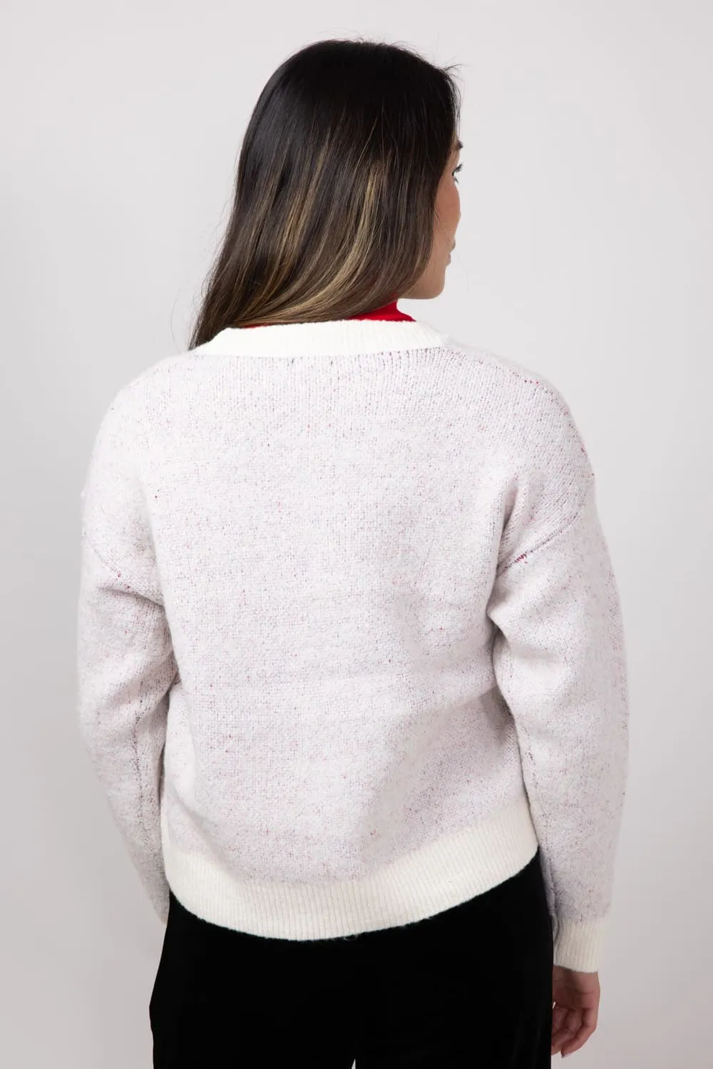 Bear Crewneck Sweater for Women in Ivory | K5038-B-IVORY