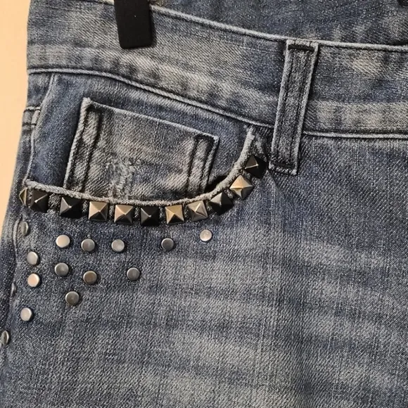 BEBE Carmen Studded Bootcut Medium Stone Blue Jeans Size 29