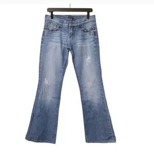 BEBE Carmen Studded Bootcut Medium Stone Blue Jeans Size 29