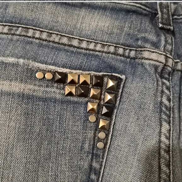 BEBE Carmen Studded Bootcut Medium Stone Blue Jeans Size 29
