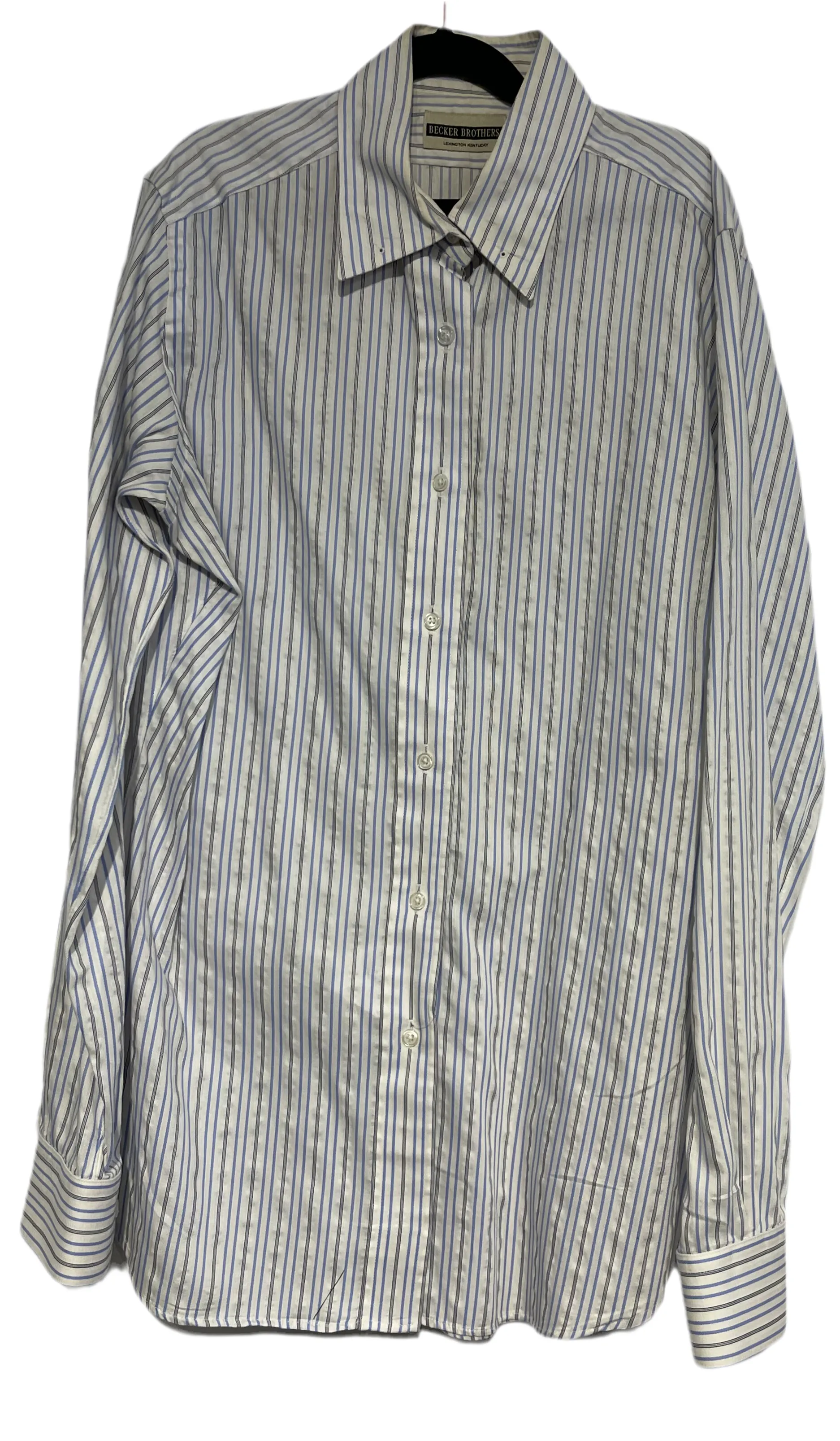 Becker Brothers White and Blue Striped Shirt