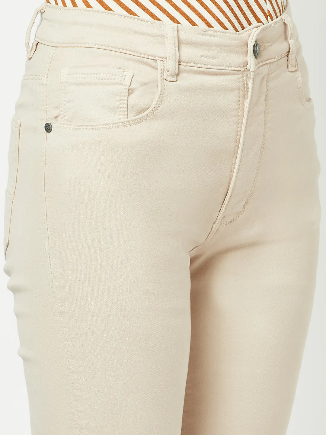 Beige Bootcut Jeans