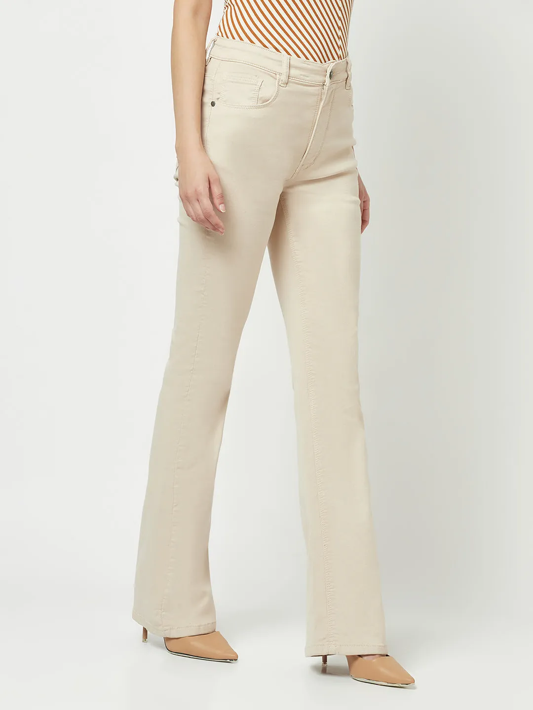 Beige Bootcut Jeans