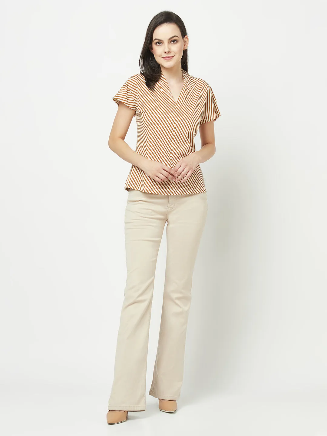 Beige Bootcut Jeans