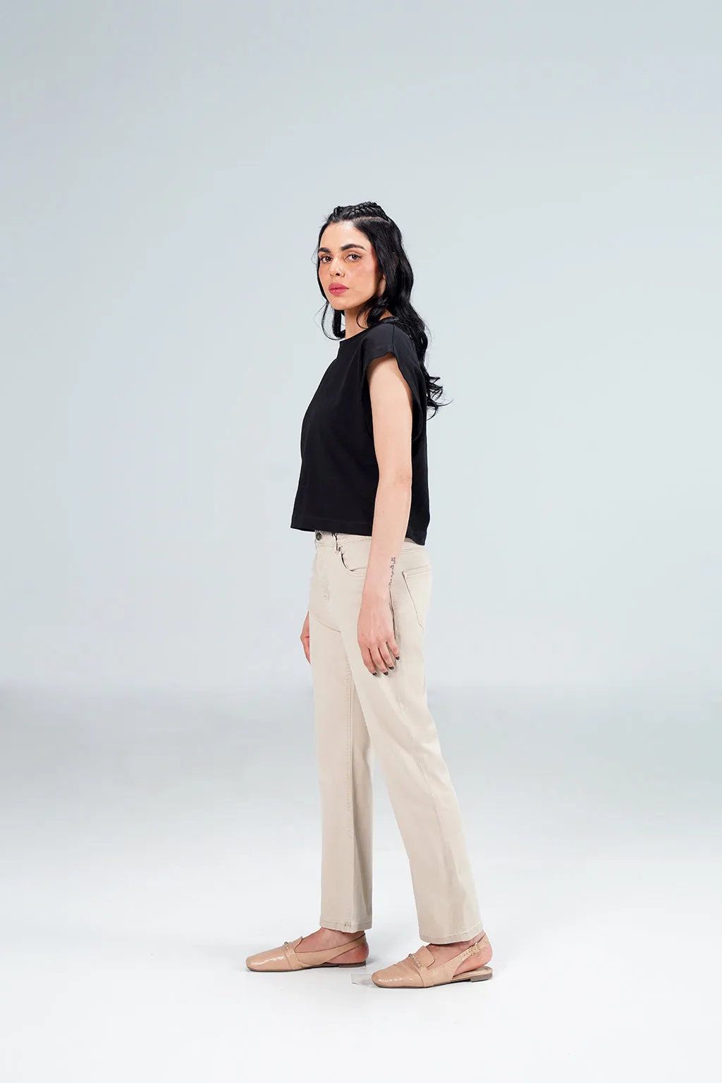 Beige Bootcut Pant