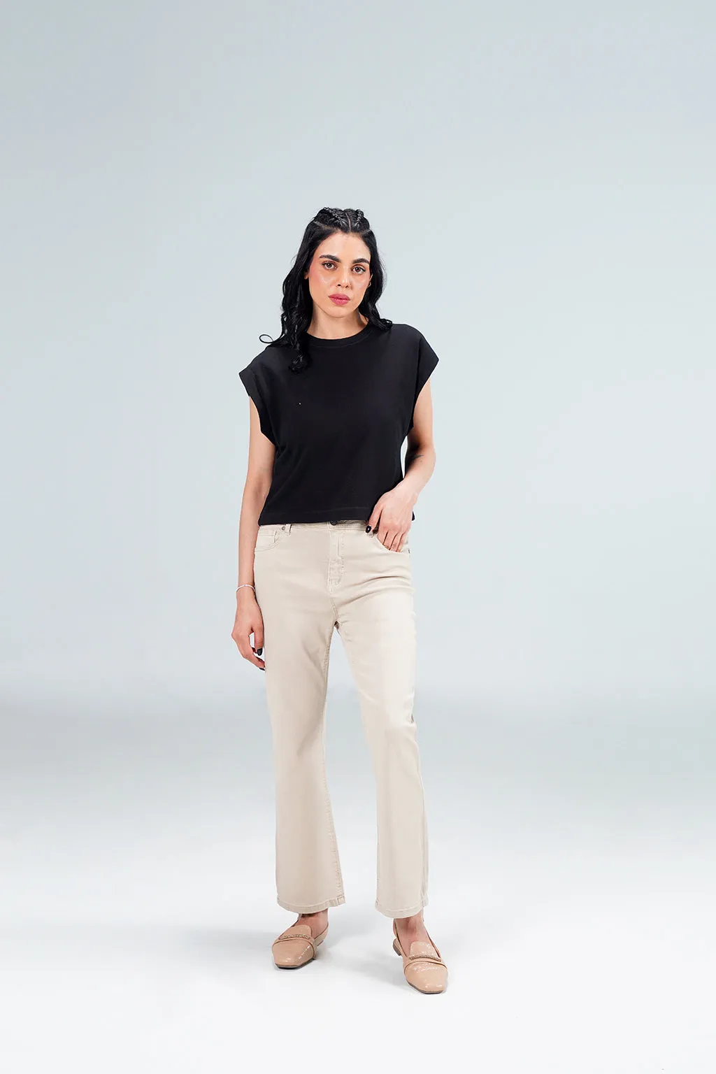 Beige Bootcut Pant
