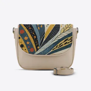 Beige Messenger Crossbody  Stipple Dots