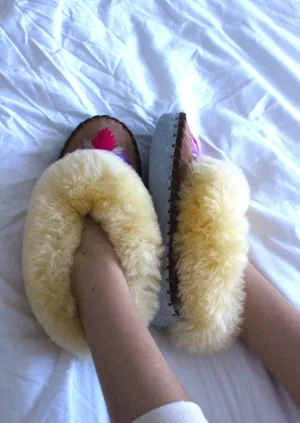 Beige Sheepskin Slippers
