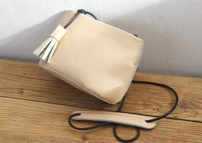 Beige Womens Crossbody Leather Bags Cute Small Leather Crossbody Bags for Women