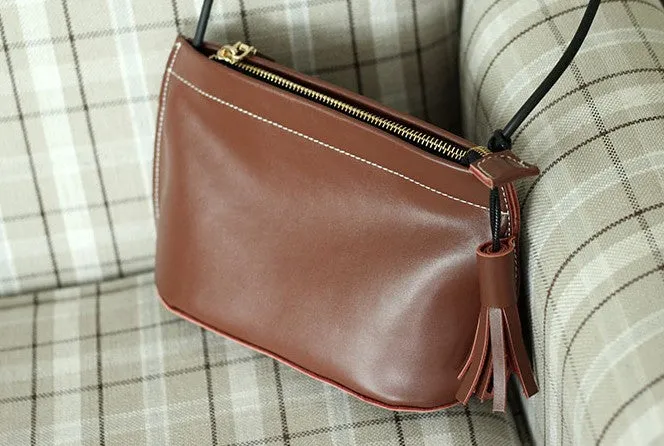 Beige Womens Crossbody Leather Bags Cute Small Leather Crossbody Bags for Women