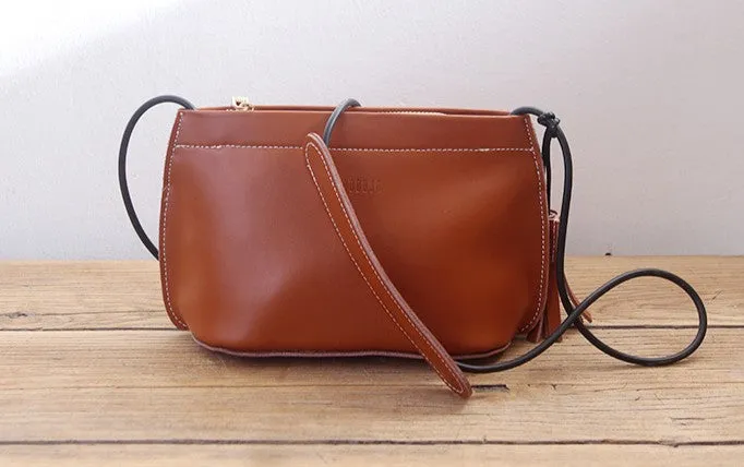 Beige Womens Crossbody Leather Bags Cute Small Leather Crossbody Bags for Women
