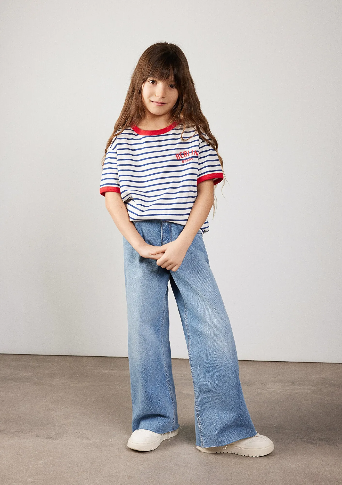 Berlin Printed Navy Striped T-Shirt