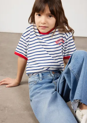 Berlin Printed Navy Striped T-Shirt