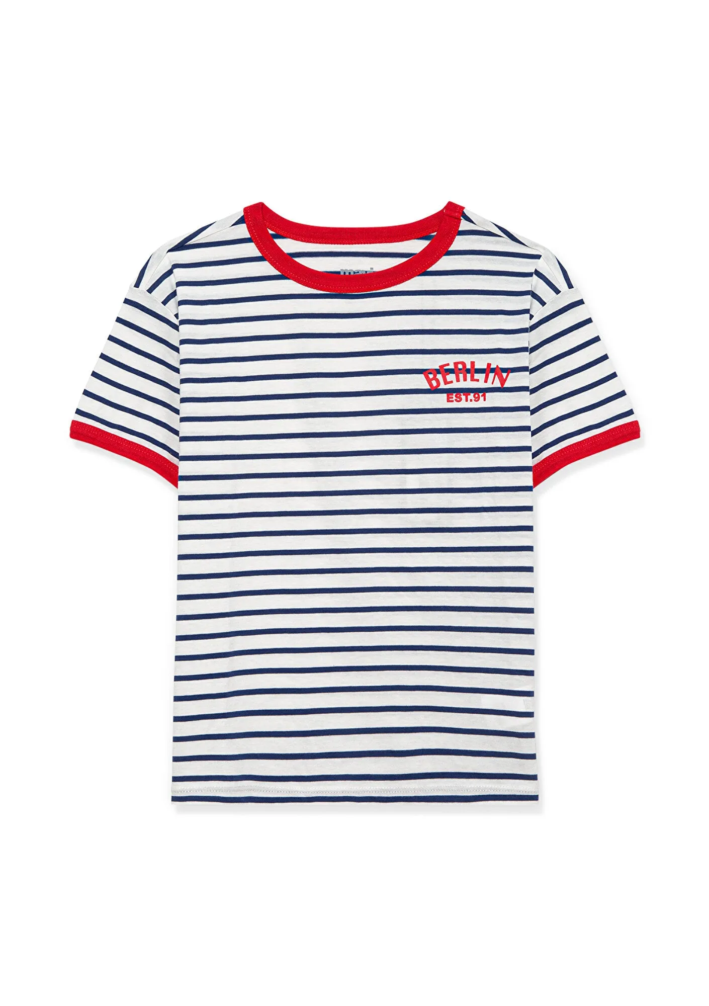 Berlin Printed Navy Striped T-Shirt