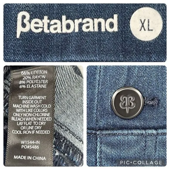 Betabrand Bootcut 4 Pocket Yoga Denim Jeans Dark Indigo Women XL Stretch Pull On