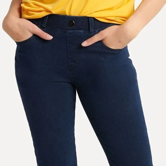Betabrand Bootcut 4 Pocket Yoga Denim Jeans Dark Indigo Women XL Stretch Pull On