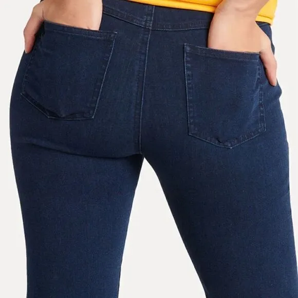 Betabrand Bootcut 4 Pocket Yoga Denim Jeans Dark Indigo Women XL Stretch Pull On