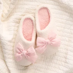 Betty Bow Fuzzy Slippers - Blush