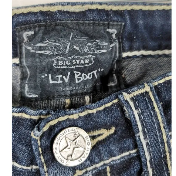 Big Star Distressed Whiskering Livi Bootcut Jeans 26R