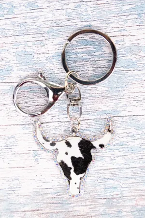 Black Cow Print Sedona Steer Keychain