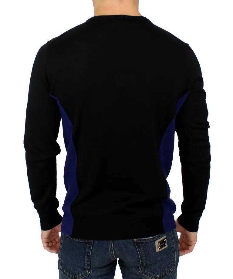 Black crewneck wool sweater