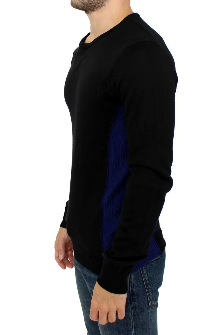 Black crewneck wool sweater