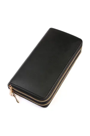 Black Double Zipper Wallet - Pack of 6