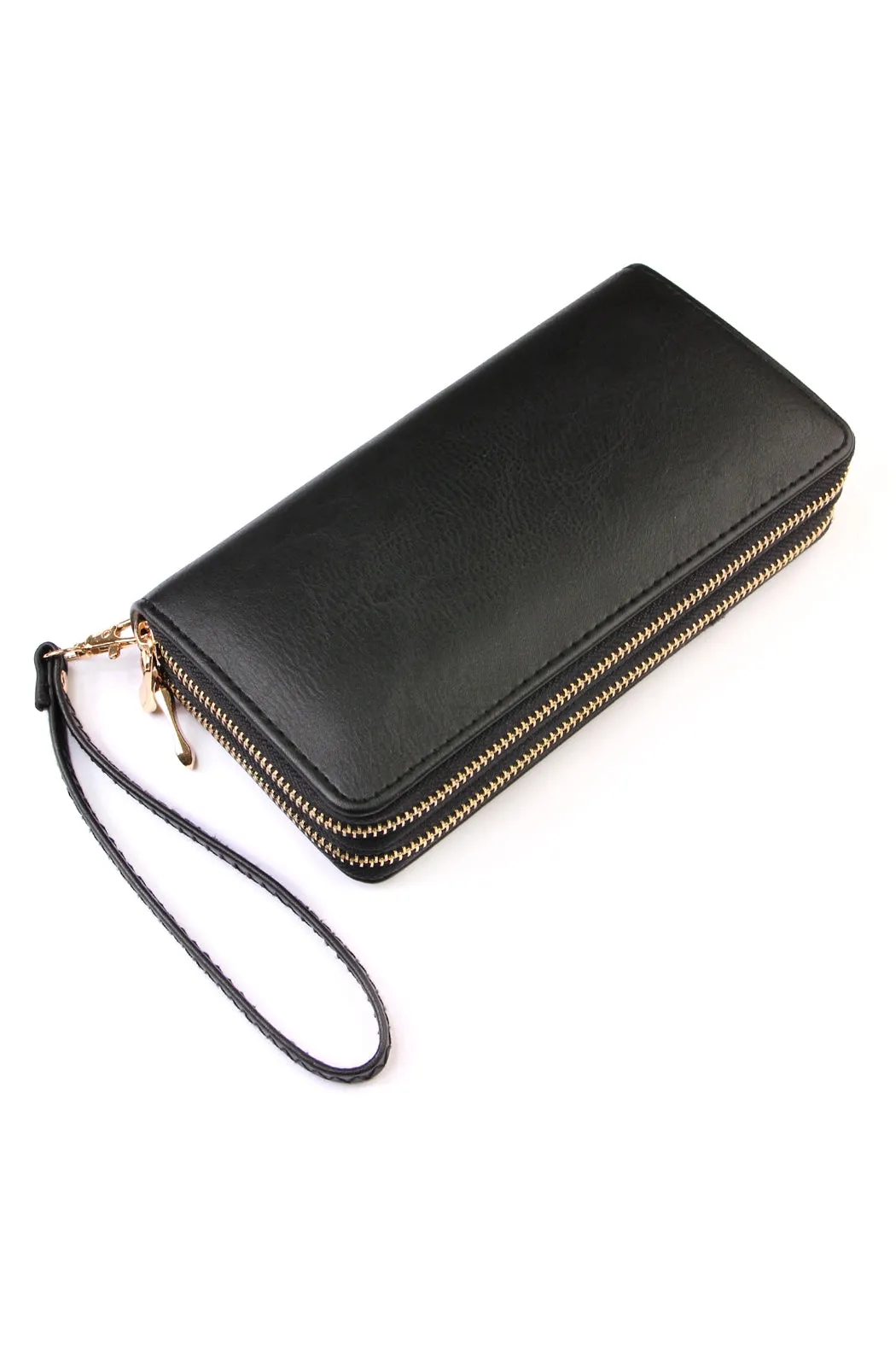 Black Double Zipper Wallet - Pack of 6