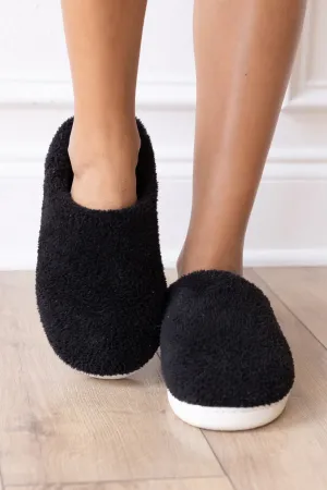 Black Fuzzy Slippers