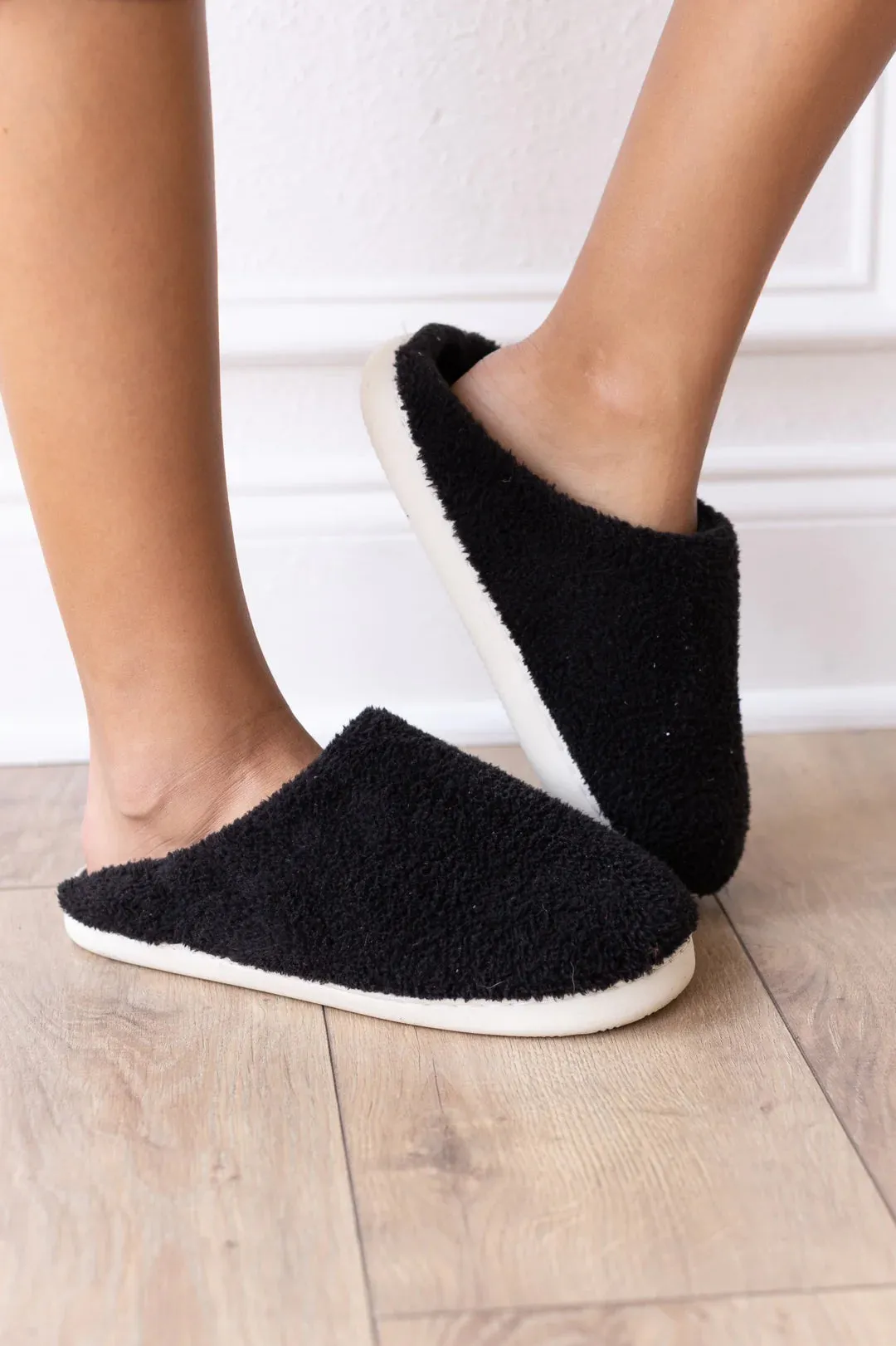 Black Fuzzy Slippers