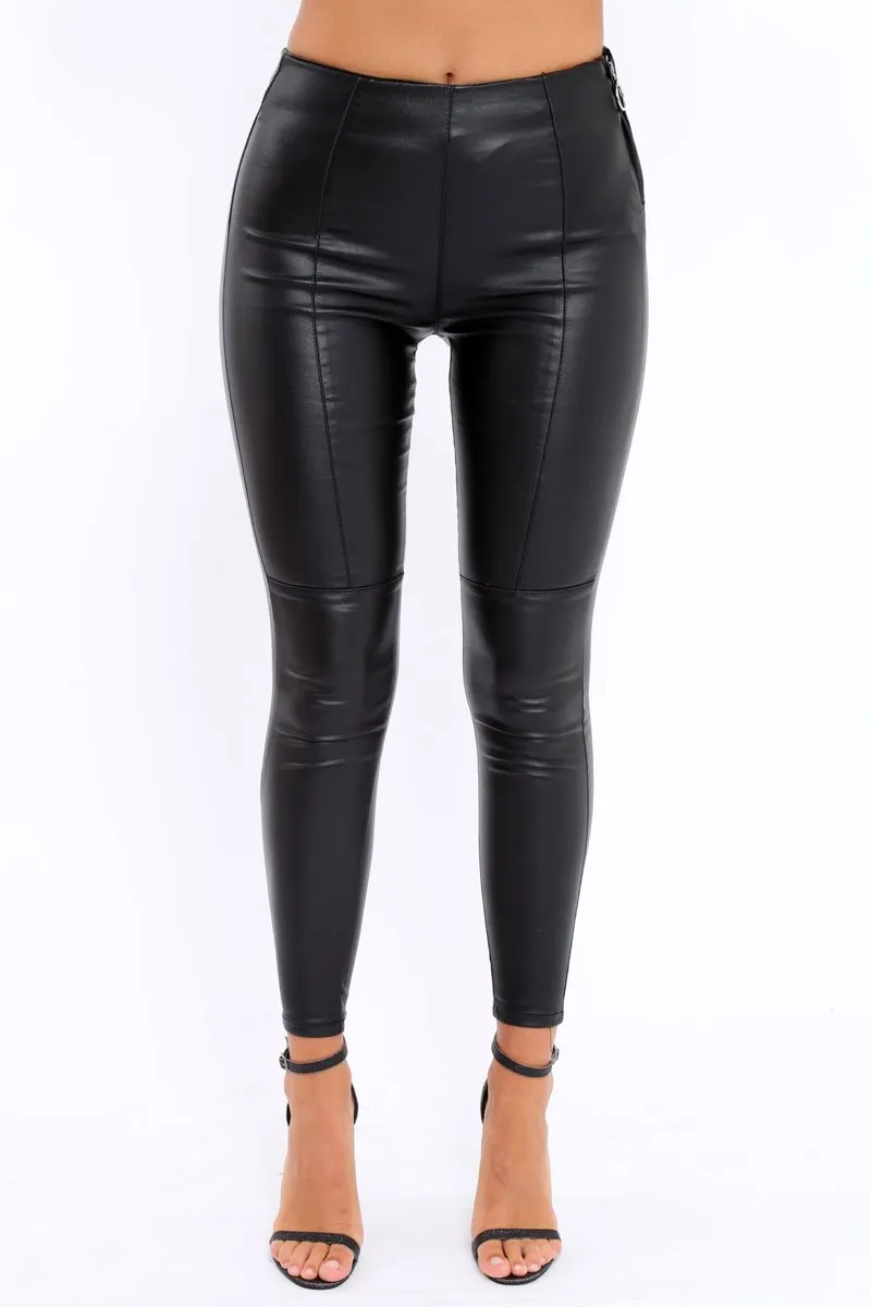Black High Waist Coated Skinny Jeans - Nicci