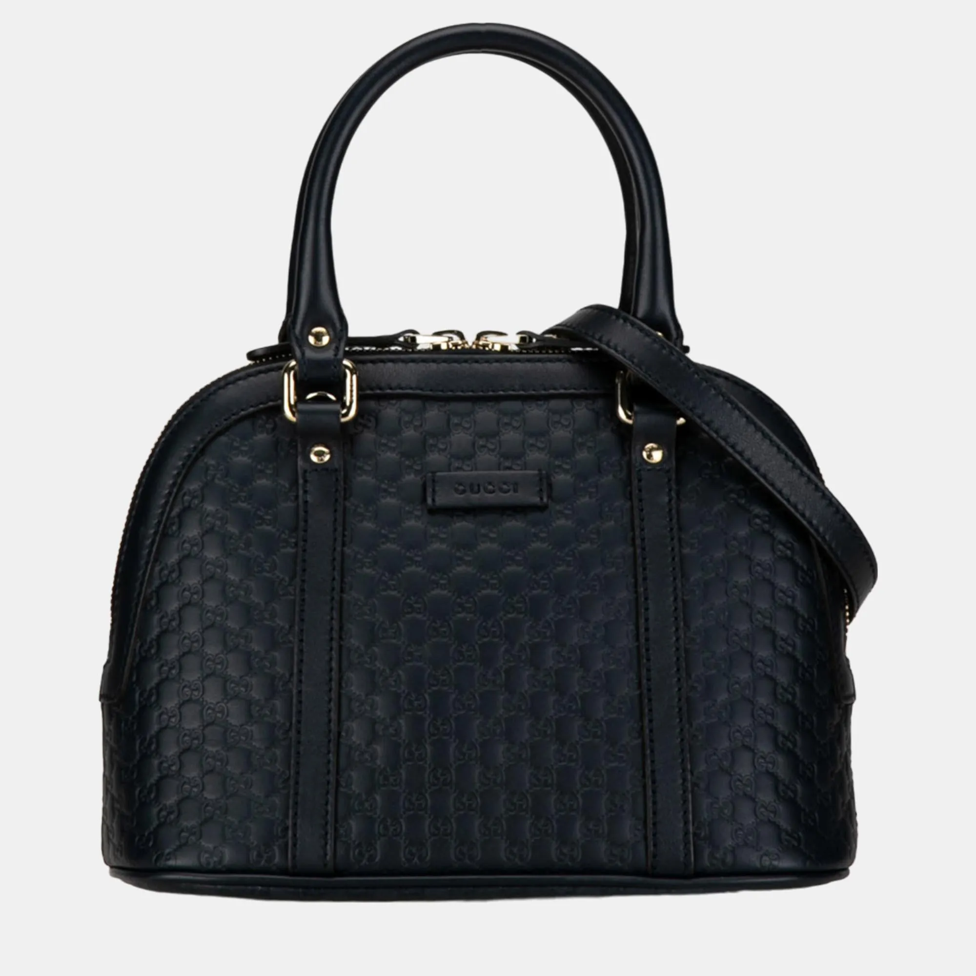 Black Mini Microguccissima Dome Satchel