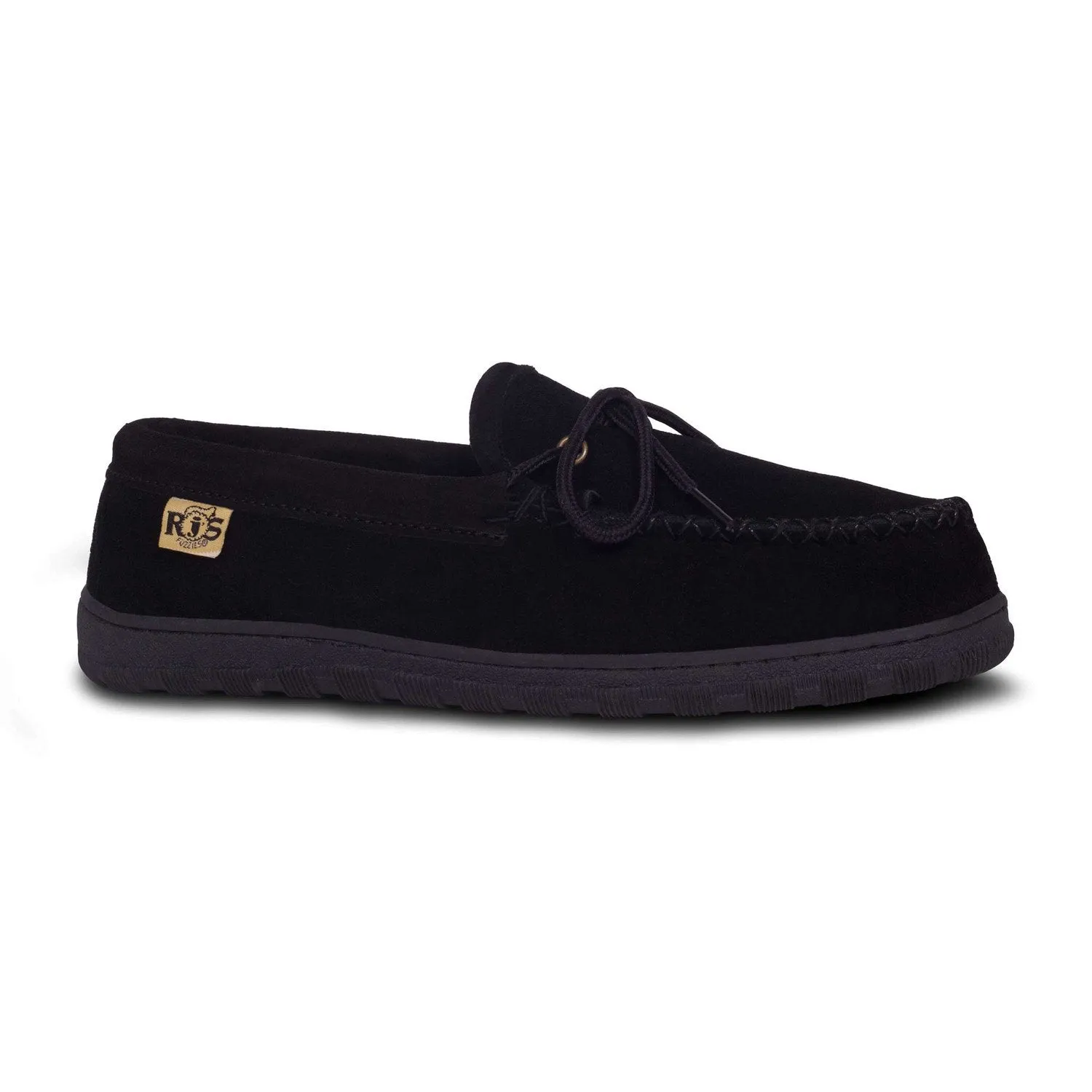 Black Moccasin Sheepskin Slippers by CLOUD NINE / RJS - Shoe Size Men 7-8-9-10-11-12-13-14-15-16
