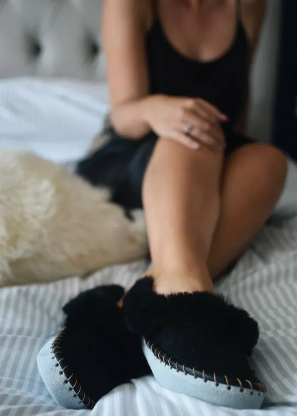 Black Sheepskin Slippers