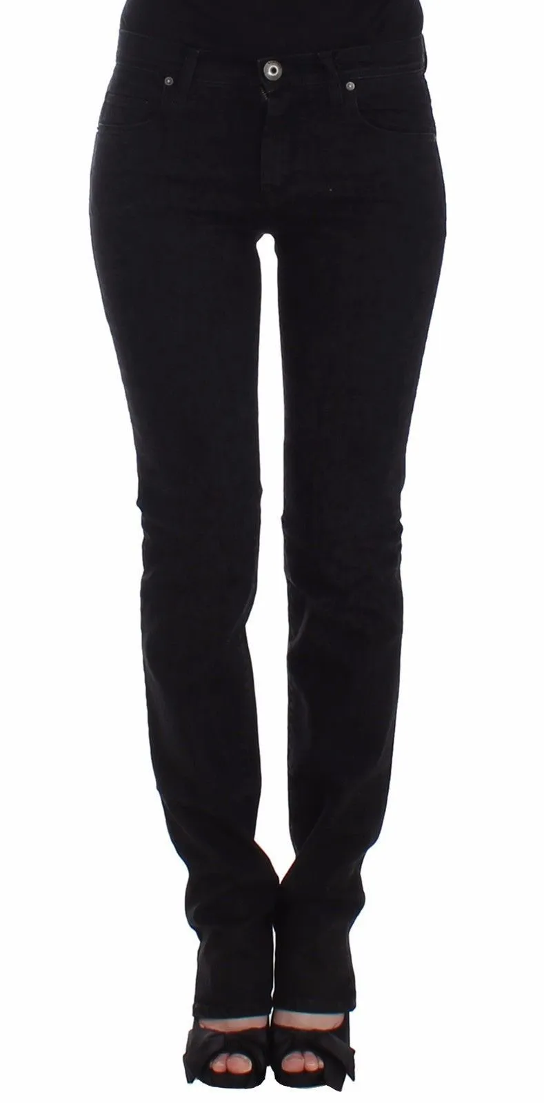 Black Slim Jeans Denim Pants Straight Leg Stretch