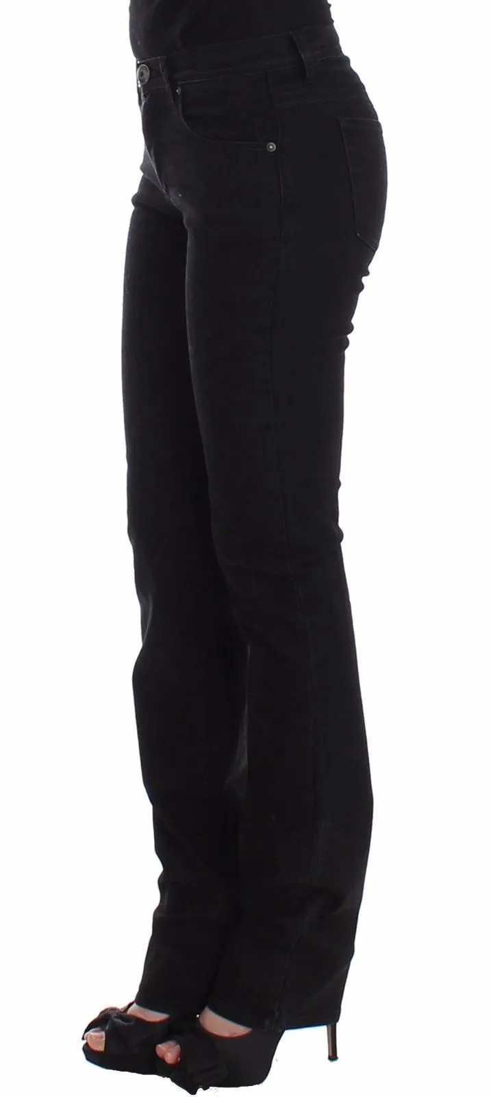 Black Slim Jeans Denim Pants Straight Leg Stretch