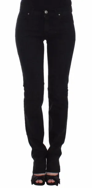 Black Slim Jeans Denim Pants Straight Leg Stretch