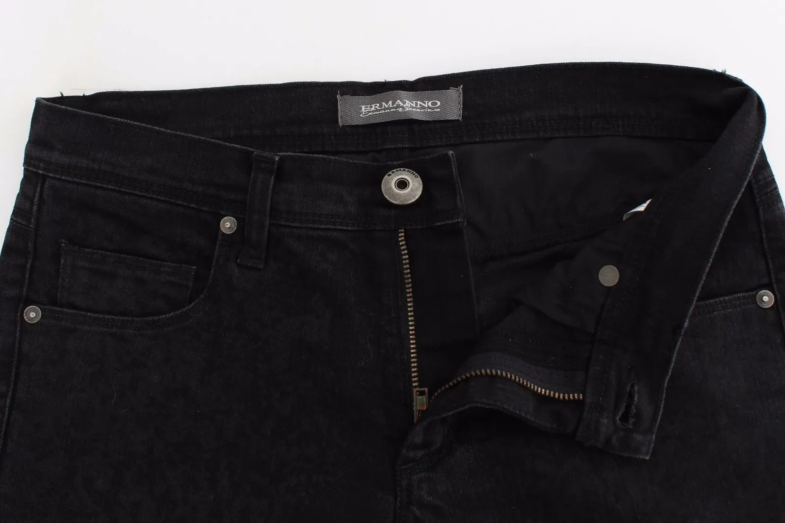 Black Slim Jeans Denim Pants Straight Leg Stretch